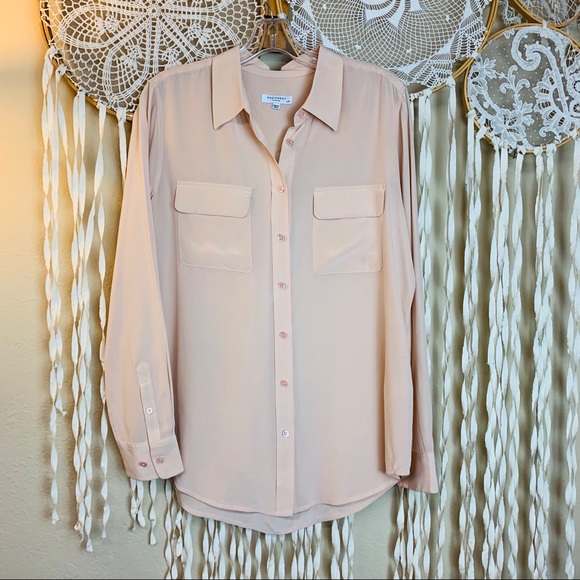 Equipment Tops - Equipment Blush Button Down Silk Blouse LG
